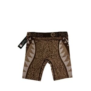 Ethika Boys Boxer Briefs Size L 10/12 Brown Camo Shark Teeth Underwear NWT
